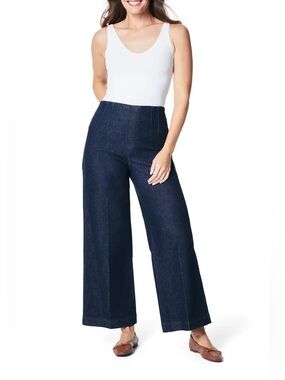 Spanx Zero Waistband Crop Wide Leg Jeans Raw Indigo Dark Wash Size 3X NWT